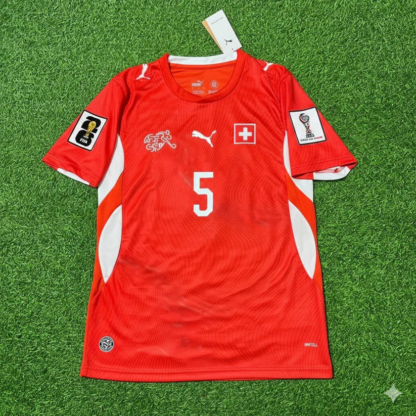 2026 WORLD CUP MANUEL AKANJI TEAM SWITZERLAND RED JERSEY