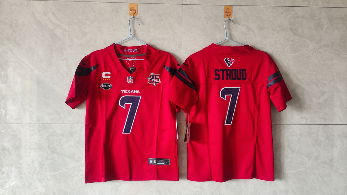 HOUSTON TEXANS CJ STROUD RED CAPTAIN JERSEY