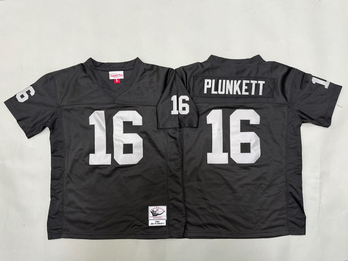 OAKLAND RAIDERS JIM PLUNKETT BLACK THROWBACK JERSEY