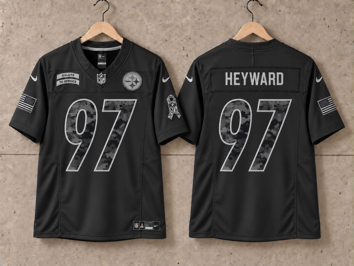 PITTSBURGH STEELERS CAMERON HEYWARD BLACK SALUTE TO SERVICE JERSEY