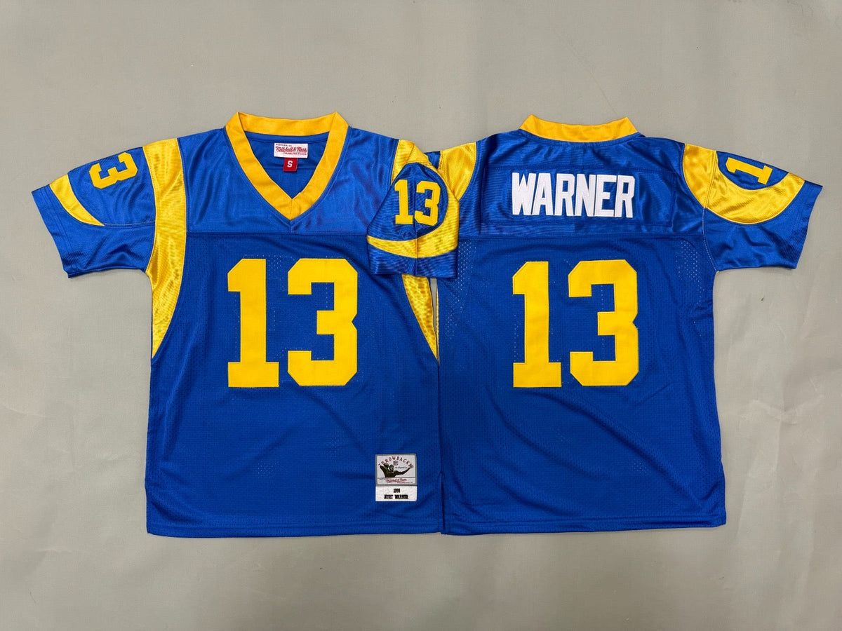 ST. LOUIS RAMS KURT WARNER BLUE VINTAGE JERSEY