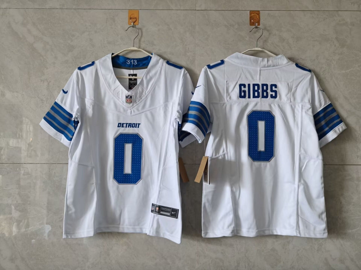 DETROIT LIONS JAHYMR GIBBS WHITE JERSEY