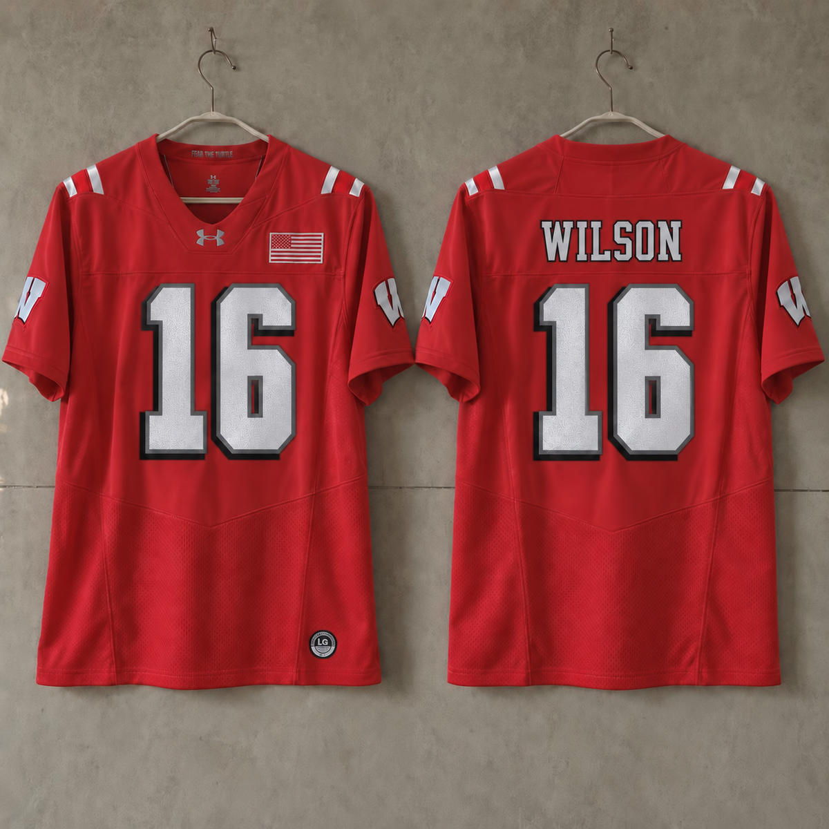 WISCONSIN BADGERS RUSSELL WILSON RED JERSEY
