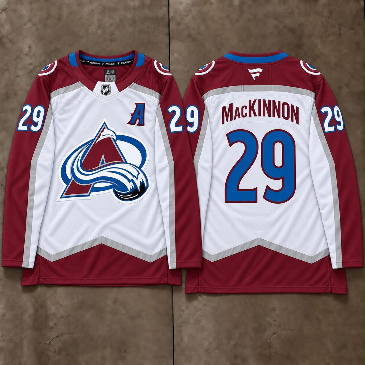 COLORADO AVALANCHE NATHAN MACKINNON WHITE JERSEY