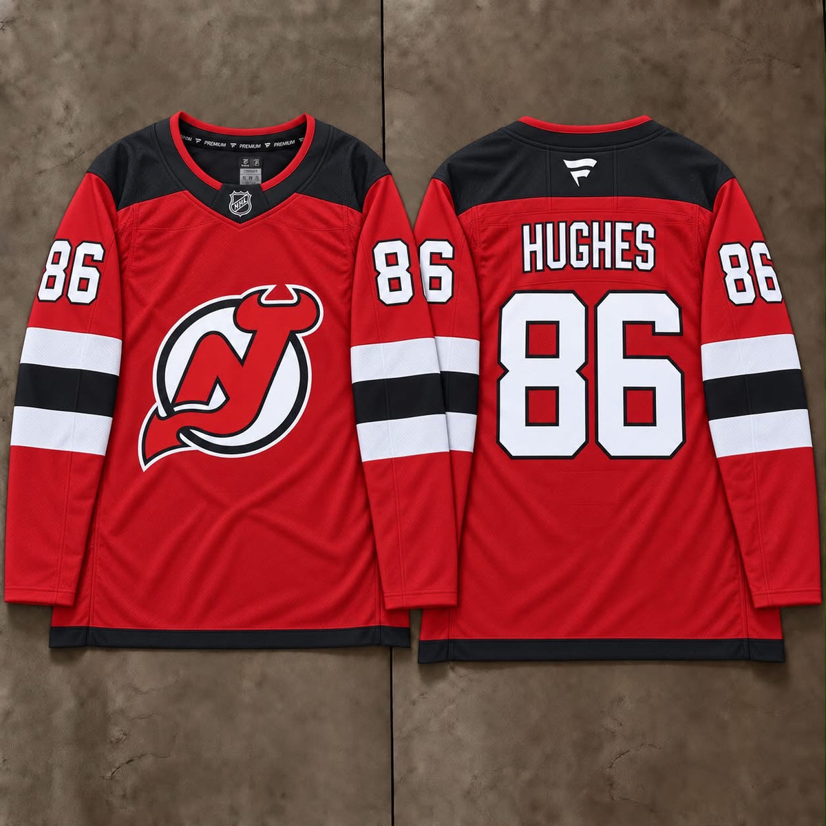 NEW JERSEY DEVILS JACK HUGHES RED JERSEY