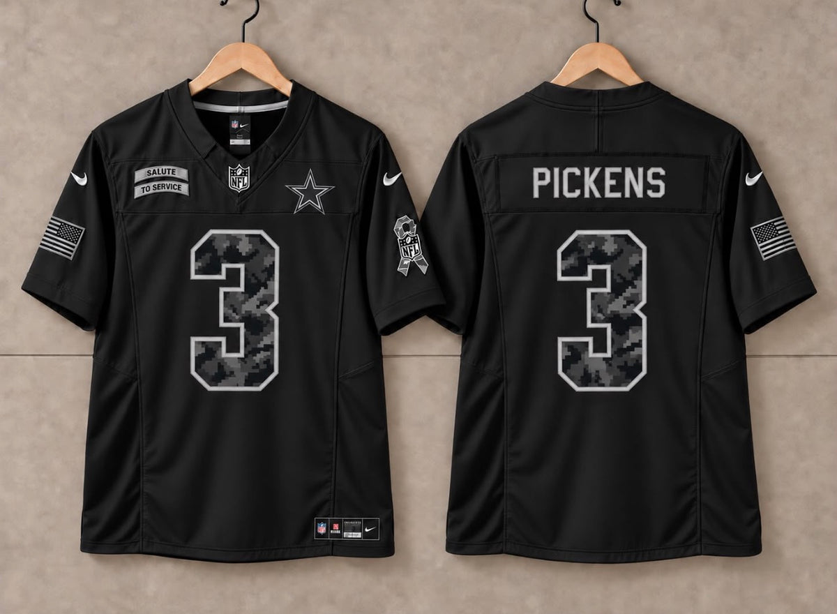 DALLAS COWBOYS GEORGE PICKENS BLACK SALUTE TO SERVICE JERSEY