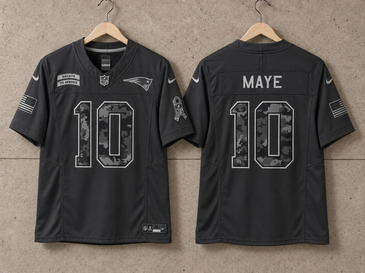 NEW ENGLAND PATRIOTS DRAKE MAYE BLACK SALUTE TO SERVICE JERSEY