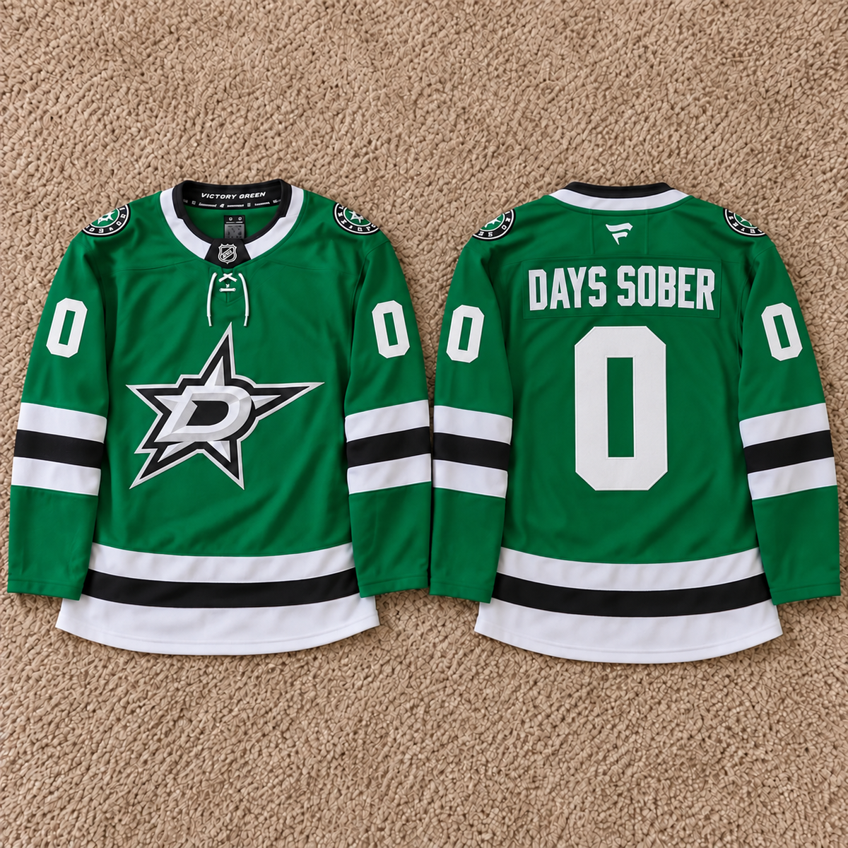  DALLAS STARS CUSTOM ZERO DAYS SOBER GREEN JERSEY.