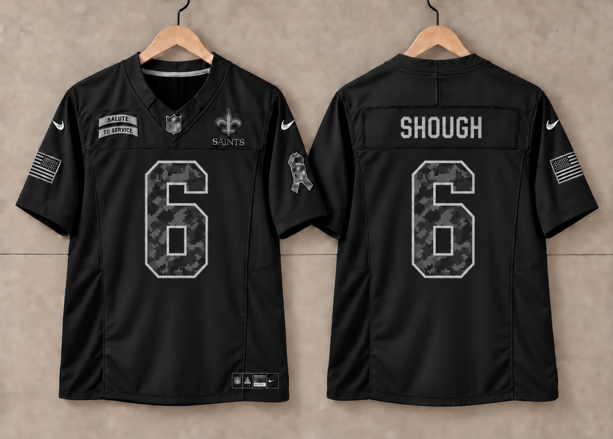 NEW ORLEANS SAINTS TYLER SHOUGH BLACK SALUTE TO SERVICE JERSEY