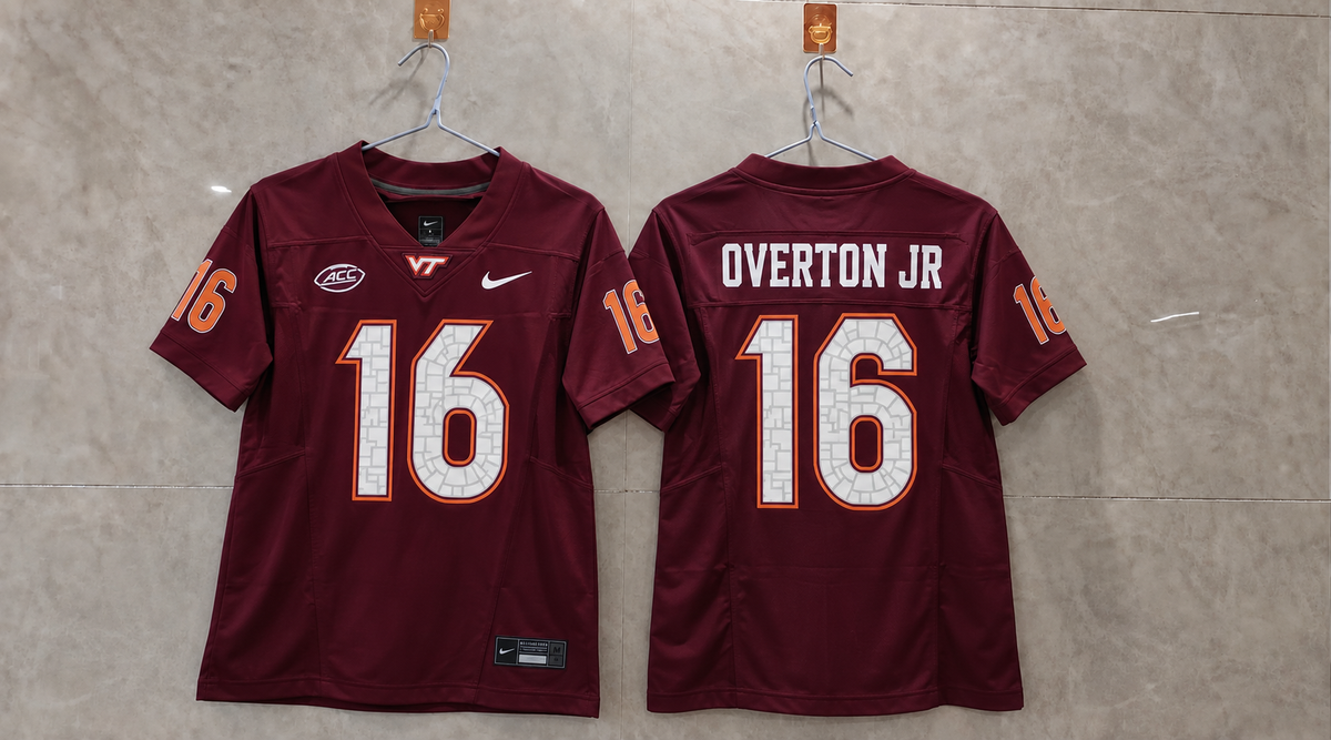 VIRGINIA TE HOKIES JEFFREY OVERTON JR MAROON JERSEY