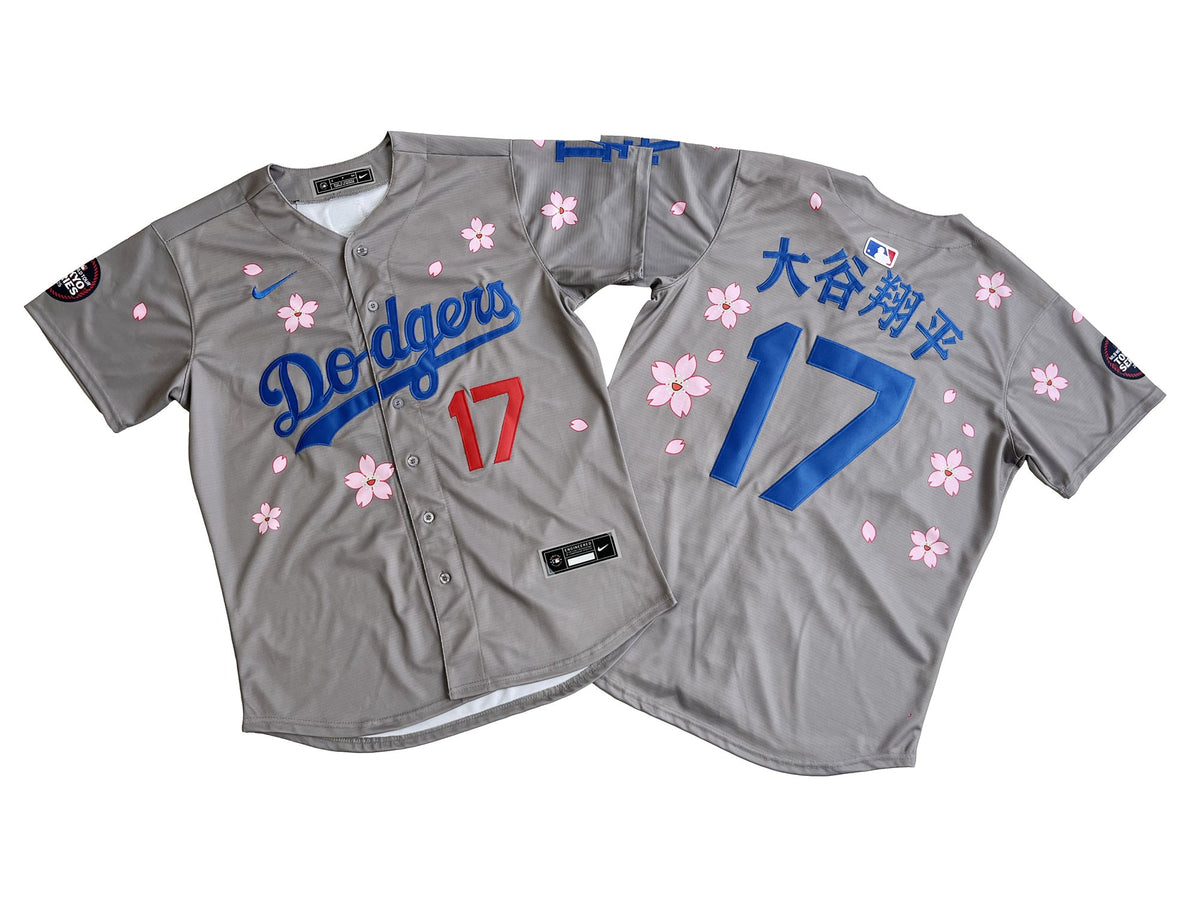 LOS ANGELES DODGERS SHOHEI OHTANI GREY JAPANESE CHERRY BLOSSOM JERSEY