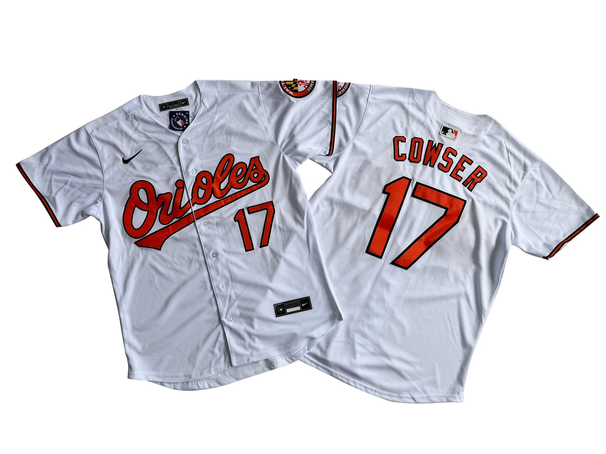 BALTIMORE ORIOLES COLTON COWSER WHITE JERSEY