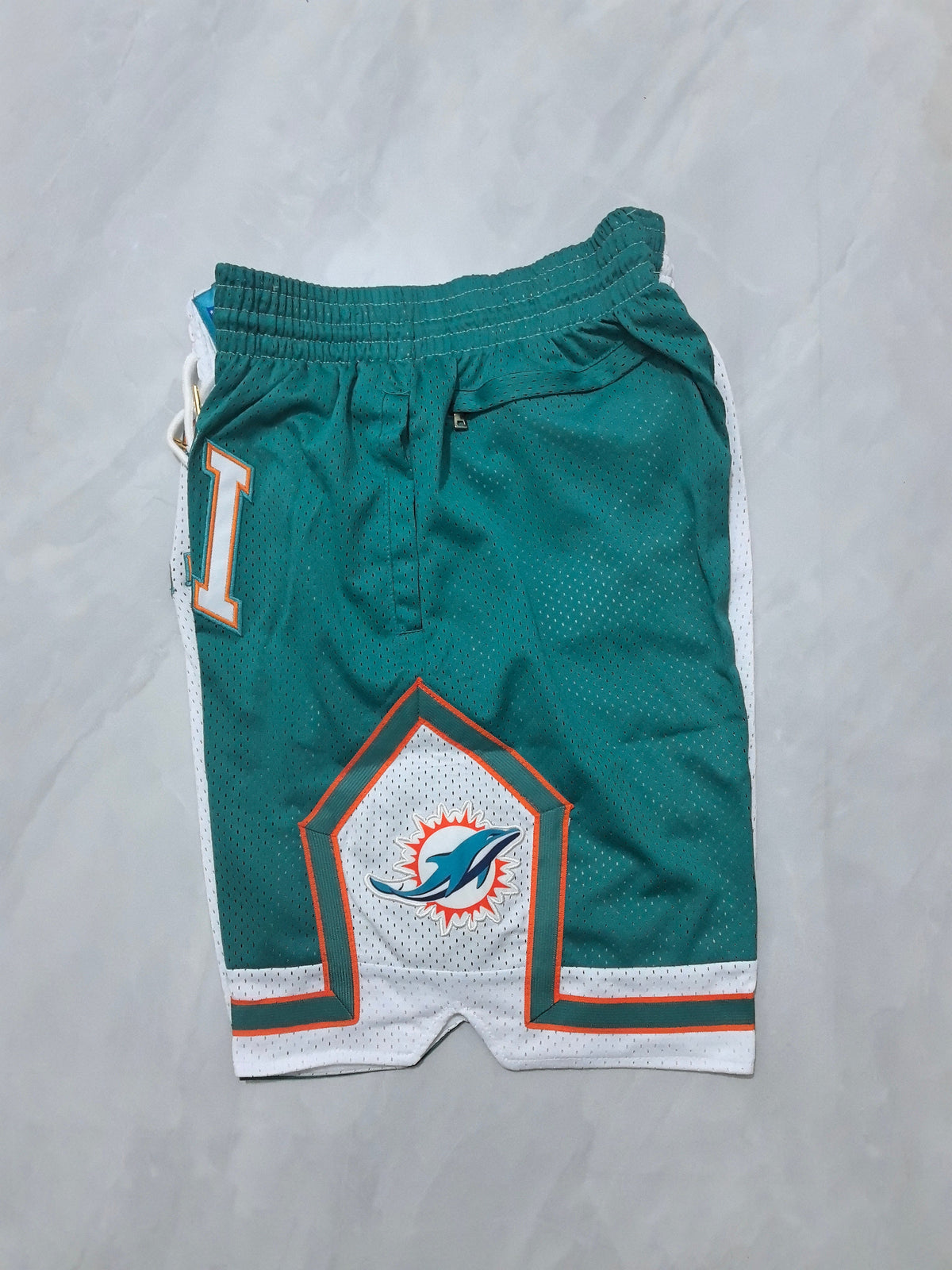 MIAMI DOLPHINS BLUE AND WHITE SHORTS