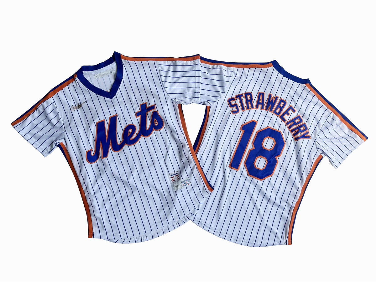 NEW YORK METS DARRYL STRAWBERRY WHITE VINTAGE JERSEY