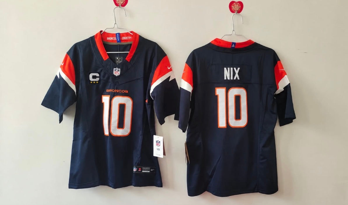 DENVER BRONCOS BO NIX BLUE CAPTAIN JERSEY