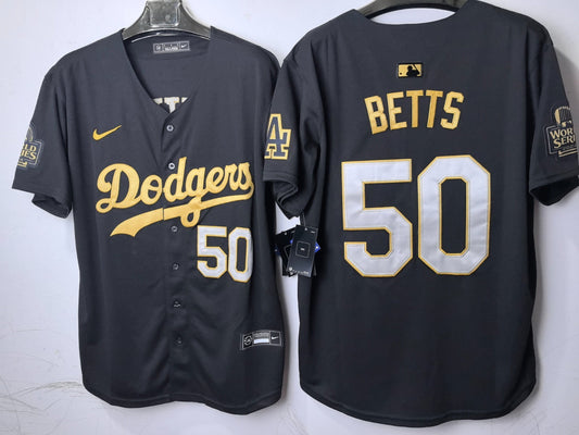 Los Angeles Dodgers Mookie Betts Black and Gold Jersey