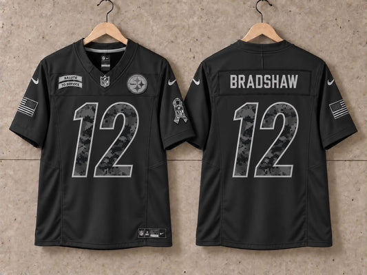 PITTSBURGH STEELERS TERRY BRADSHAW BLACK SALUTE TO SERVICE JERSEY
