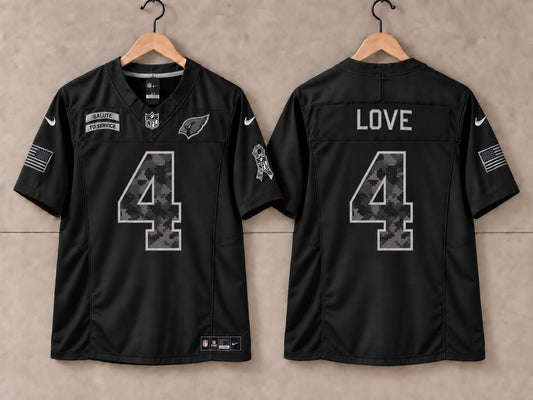 ARIZONA CARDINALS JEREMIYAH LOVE BLACK SALUTE TO SERVICE JERSEY