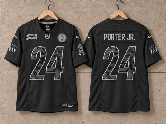 PITTSBURGH STEELERS JOEY PORTER JR BLACK SALUTE TO SERVICE JERSEY