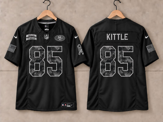 SAN FRANCISCO 49ERS GEORGE KITTLE BLACK SALUTE TO SERVICE JERSEY