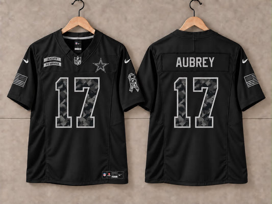 DALLAS COWBOYS BRANDON AUBREY BLACK SALUTE TO SERVICE JERSEY
