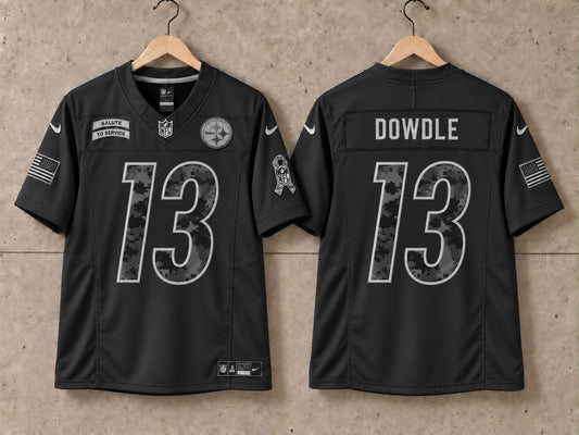 PITTSBURGH STEELERS RICO DOWDLE BLACK SALUTE TO SERVICE JERSEY