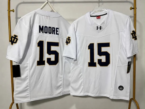 NOTRE DAME FIGHTING IRISH LEONARD MOORE WHITE JERSEY