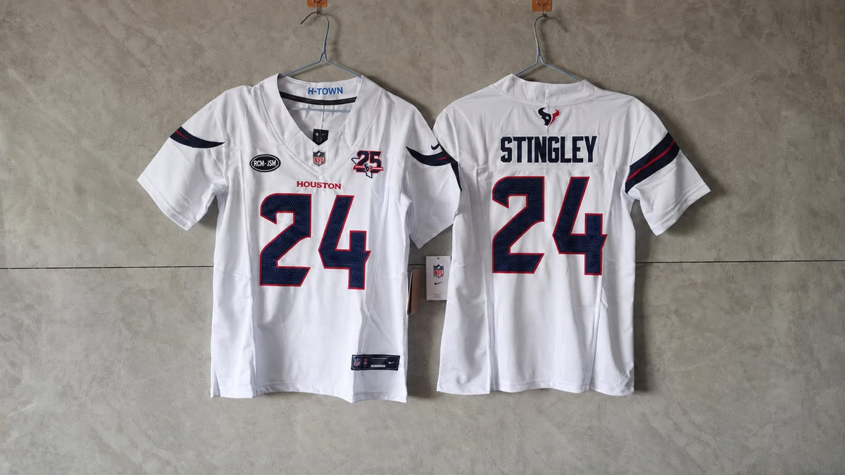 HOUSTON TEXANS DEREK STINGLEY WHITE 25 YEAR ANNIVERSARY JERSEY