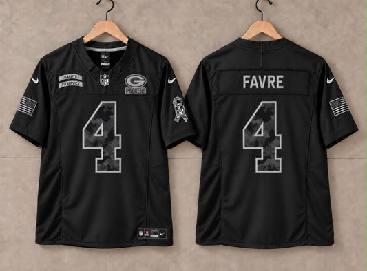 GREEN BAY PACKERS BRETT FAVRE BLACK SALUTE TO SERVICE JERSEY