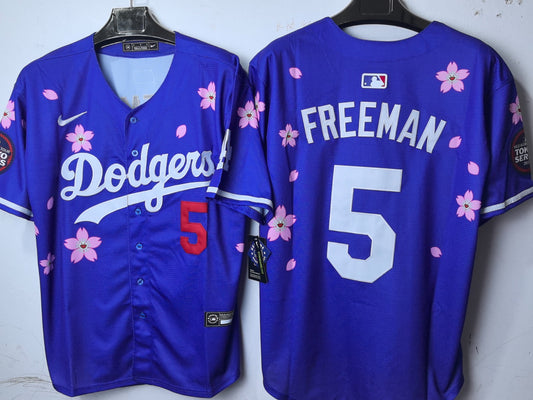 Los Angeles Dodgers Freddie Freeman Blue Cherry Blossom Jersey