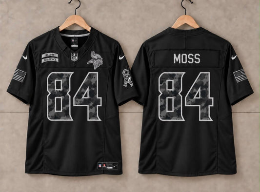 MINNESOTA VIKINGS RANDY MOSS BLACK SALUTE TO SERVICE JERSEY