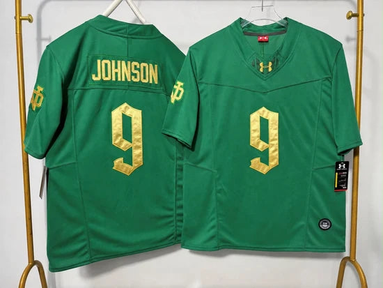 NOTRE DAME FIGHTING IRISH BRAUNTAE JOHNSON ROYAL GREEN JERSEY