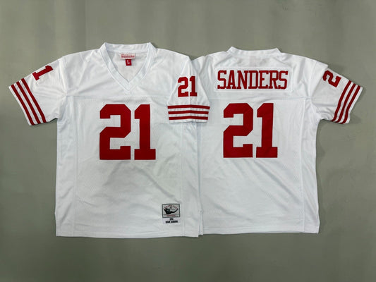 SAN FRANCISCO 49ERS DIEON SANDERS WHITE VINTAGE JERSEY