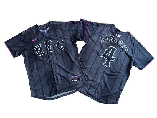 NEW YORK METS FRANCISCO ALVAREZ BLACK JERSEY