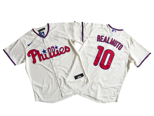 PHILADELPHIA PHILLIES J.T REALMUTO WHITE JERSEY