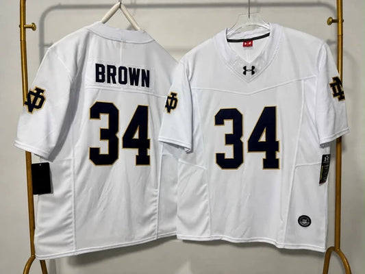 NOTRE DAME FIGHTING IRISH DRAYK BROWN WHITE JERSEY