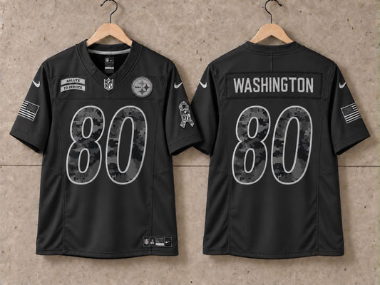 PITTSBURGH STEELERS DARNELL WASHINGTON BLACK SALUTE TO SERVICE JERSEY