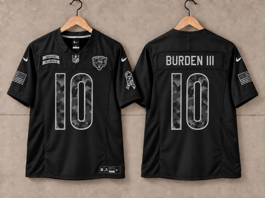 CHICAGO BEARS LUTHER BURDEN III BLACK SALUTE TO SERVICE JERSEY