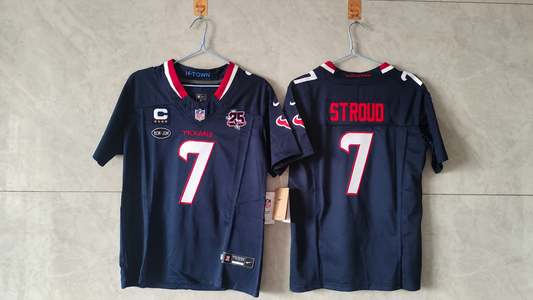 HOUSTON TEXANS CJ STROUD BLUE CAPTAIN JERSEY