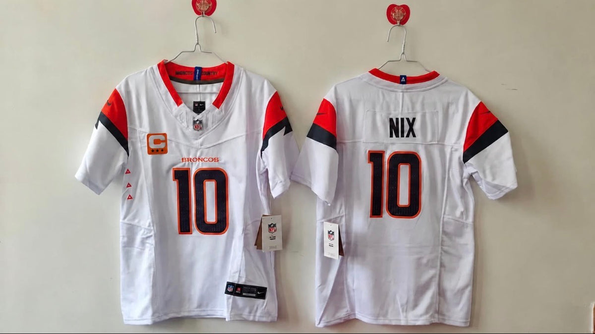 DENVER BRONCOS BO NIX WHITE CAPTAIN JERSEY