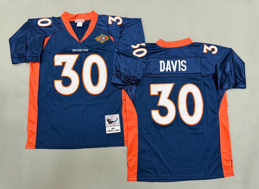 DENVER BRONCOS TERRELL DAVIS BLUE VINTAGE JERSEY