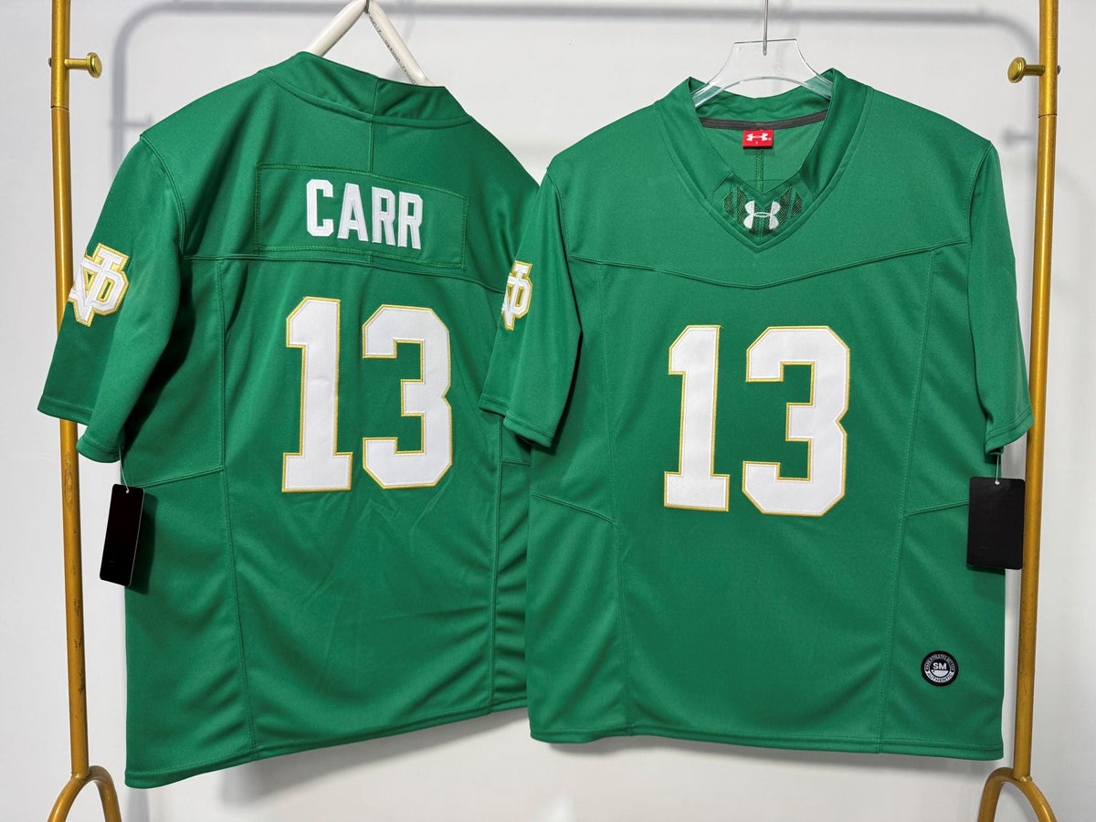 NOTRE DAME FIGHTING IRISH CJ CARR GREEN JERSEY
