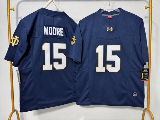 NOTRE DAME FIGHTING IRISH LEONARD MOORE BLUE JERSEY