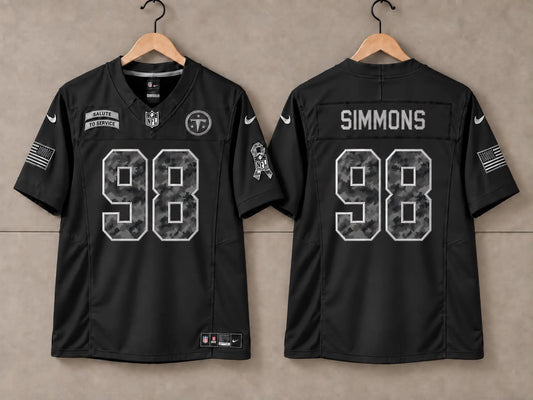 TENNESSEE TITANS JEFFREY SIMMONS BLACK SALUTE TO SERVICE JERSEY