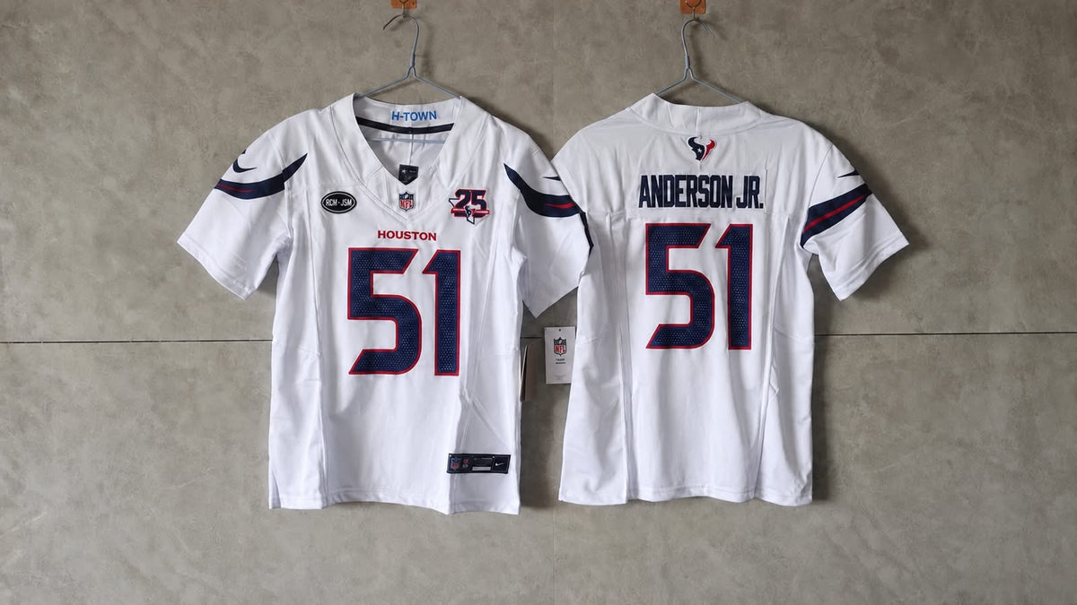 HOUSTON TEXANS WLL ANDERSON JR WHITE 25 YEAR ANNIVERSARY JERSEY