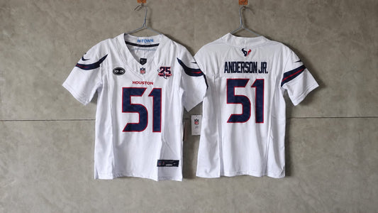HOUSTON TEXANS WLL ANDERSON JR WHITE 25 YEAR ANNIVERSARY JERSEY