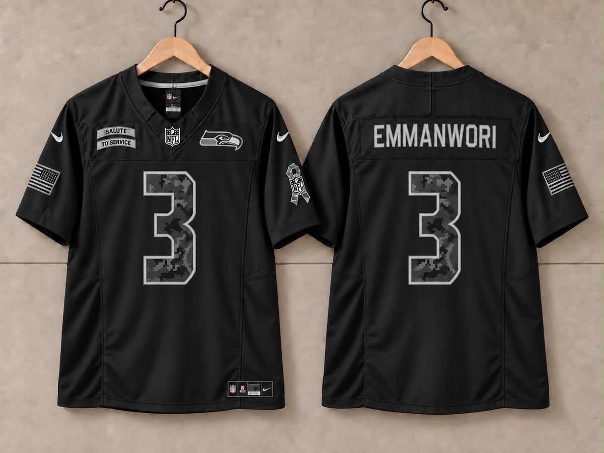 SEATTLE SEAHAWKS NICK EMMANWORI BLACK SALUTE TO SERVICE JERSEY