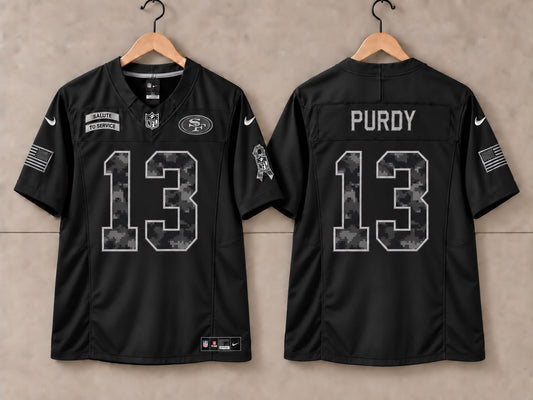 SAN FRANCISCO BROCK PURDY 49ERS BLACK SALUTE TO SERVICE JERSEY
