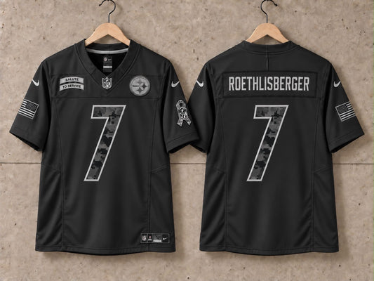 PITTSBURGH STEELERS BEN ROETHLISBERGER BLACK SALUTE TO SERVICE JERSEY