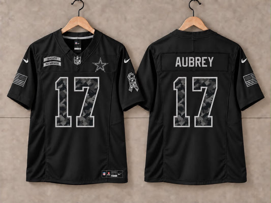 DALLAS COWBOYS BRANDON AUBREY BLACK SALUTE TO SERVICE JERSEY
